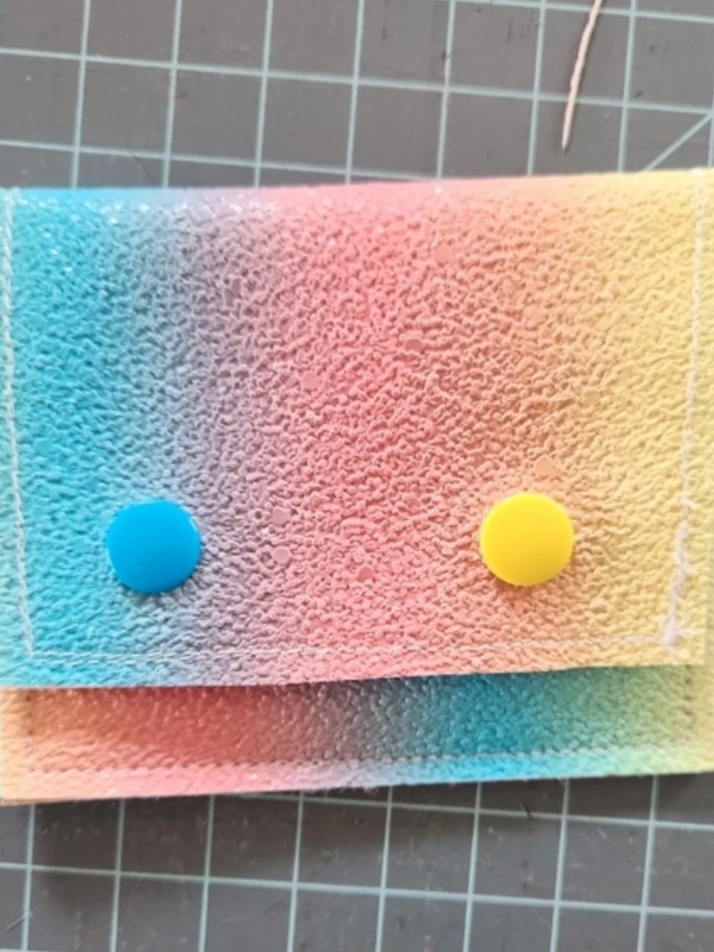 Rainbow Snap Wallet with Blue and Yellow Snaps